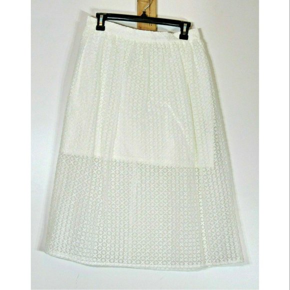 Topshop Ladies Cream / Off White Lace Sheer Midi Skirt, Womens Size US 8, UK 12 - Picture 1 of 4